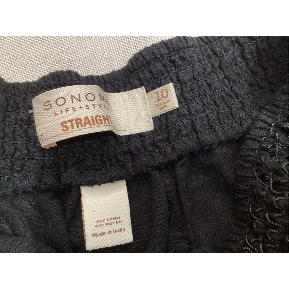 Sonoma Life Style Women's Mid-Rise Straight Leg Linen Blend Pants Black size 10 - Picture 6 of 7